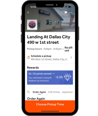 Mobile phone displaying online ordering app